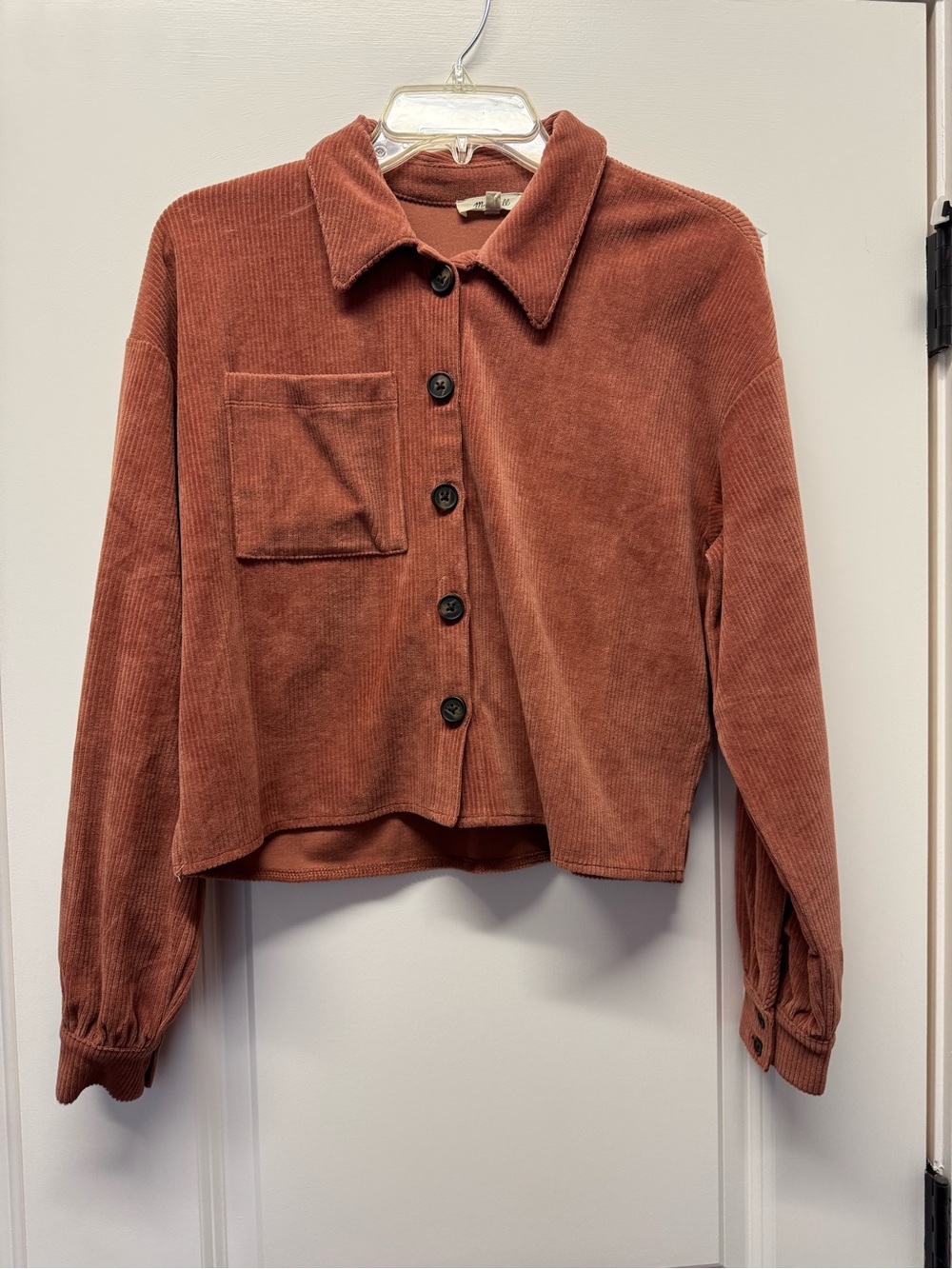 Madewell Cropped Corduroy Jacket in Rusty Orange